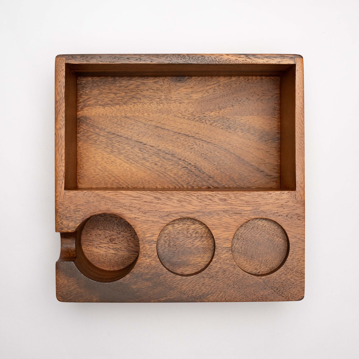 51-54mm Coffee Tamping Station & Knock Box (Walnut/Beechwood)
